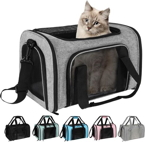 Cat, Dog Carrier for Small Medium Pet Carriers Up to15Lbs, Cats Carrier Soft- Sided Puppy Dogs Bag Portable Foldable Airline Approved Carrier Travel (Green 18 * 11 * 11) in Kuwait