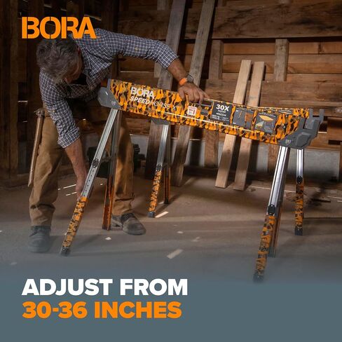 Bora Speedhorse XT Sawhorse 2 Pack Limited Edition CAMO Color - Heavy Duty Adjustable Height Saw Horses 30-36 Inch, Metal Top Folding Sawhorses for Contractors - PM-4550X in Kuwait