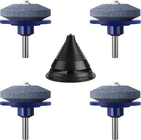 4PCS Lawnmower Blade Sharpener, Rotary Lawn Mower Blade Sharpener with Balancer for Any Power Hand Drill in Kuwait
