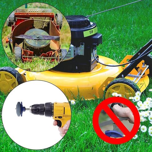 4PCS Lawnmower Blade Sharpener, Rotary Lawn Mower Blade Sharpener with Balancer for Any Power Hand Drill in Kuwait