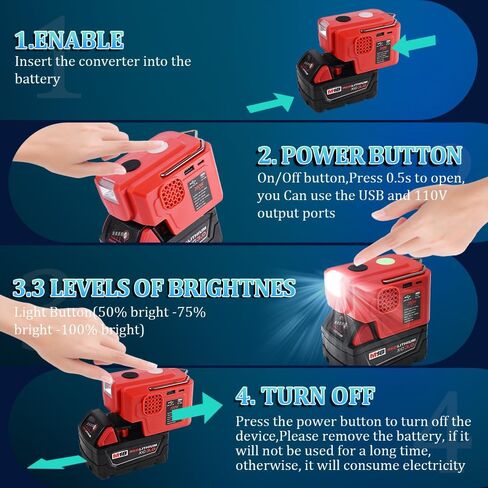 for Milwaukee 200w 18V Battery Inverter with 1 USB & 1 Type C DC 18V to AC 110-120V Compliances Such as Phones Tablet Razors in Kuwait