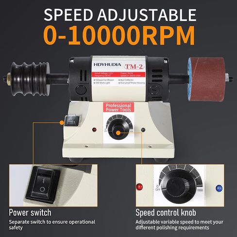 Leather Burnishing Machine, 0-10000RPM Variable Speed Leather Edge Burnisher, Leather Burnishing Tool with Sanding Drum and Rosewood Grinding Head, 12 PCS Sanding Sleeves (80/120/240/320 Grit) in Kuwait