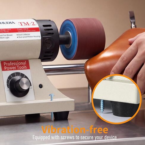 Leather Burnishing Machine, 0-10000RPM Variable Speed Leather Edge Burnisher, Leather Burnishing Tool with Sanding Drum and Rosewood Grinding Head, 12 PCS Sanding Sleeves (80/120/240/320 Grit) in Kuwait