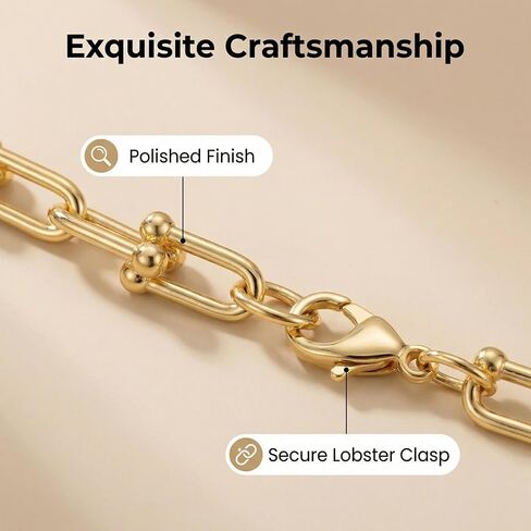 Paperclip Chain Necklace for Women, Chunky Gold & Silver Cuban Link Choker, Hypoallergenic Zinc Alloy Statement Jewelry in Saudi Arabia