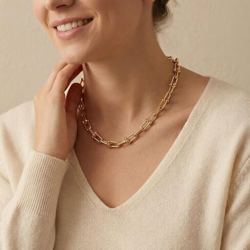 Paperclip Chain Necklace for Women, Chunky Gold & Silver Cuban Link Choker, Hypoallergenic Zinc Alloy Statement Jewelry in Saudi Arabia