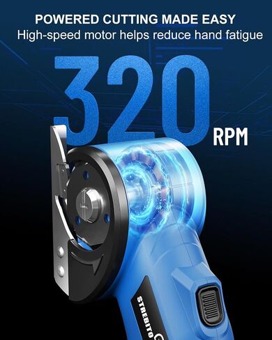 STREBITO Cordless Electric Scissors, 4V Electric Box Cutter for Cardboard | 2600mAh Battery, 320RPM Motor, Safety Lock & LED Light, Cardboard Cutter with 2 Blades for Fabric, Leather, Carpet, Plastic in Kuwait