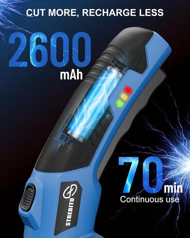 STREBITO Cordless Electric Scissors, 4V Electric Box Cutter for Cardboard | 2600mAh Battery, 320RPM Motor, Safety Lock & LED Light, Cardboard Cutter with 2 Blades for Fabric, Leather, Carpet, Plastic in Kuwait