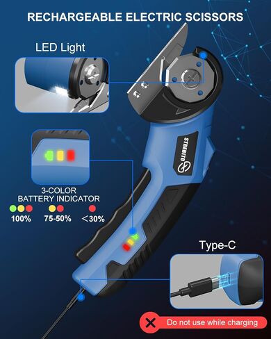 STREBITO Cordless Electric Scissors, 4V Electric Box Cutter for Cardboard | 2600mAh Battery, 320RPM Motor, Safety Lock & LED Light, Cardboard Cutter with 2 Blades for Fabric, Leather, Carpet, Plastic in Kuwait