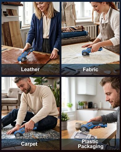 STREBITO Cordless Electric Scissors, 4V Electric Box Cutter for Cardboard | 2600mAh Battery, 320RPM Motor, Safety Lock & LED Light, Cardboard Cutter with 2 Blades for Fabric, Leather, Carpet, Plastic in Kuwait