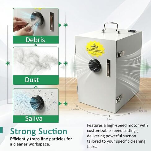 500W Industrial Benchtop Dust Collector Lab Vacuum Extraction Unit | Premium Reinforced Steel, 500W High Suction, Under 60dB Quiet Operation Engine, for Jewelry Polishing and Craft Grinding in Kuwait