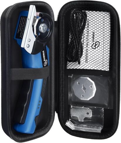 STREBITO Cordless Electric Scissors, 4V Electric Box Cutter for Cardboard | 2600mAh Battery, 320RPM Motor, Safety Lock & LED Light, Cardboard Cutter with 2 Blades for Fabric, Leather, Carpet, Plastic in Kuwait