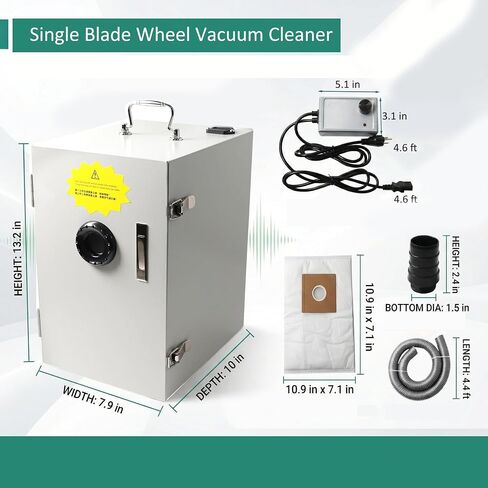 500W Industrial Benchtop Dust Collector Lab Vacuum Extraction Unit | Premium Reinforced Steel, 500W High Suction, Under 60dB Quiet Operation Engine, for Jewelry Polishing and Craft Grinding in Kuwait