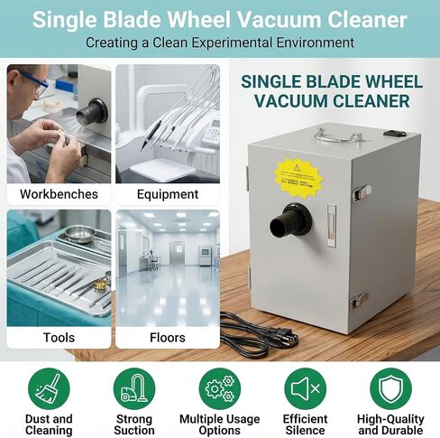 500W Industrial Benchtop Dust Collector Lab Vacuum Extraction Unit | Premium Reinforced Steel, 500W High Suction, Under 60dB Quiet Operation Engine, for Jewelry Polishing and Craft Grinding in Kuwait
