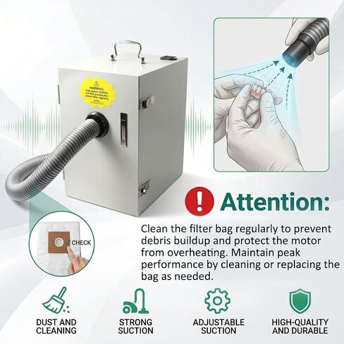 500W Industrial Benchtop Dust Collector Lab Vacuum Extraction Unit | Premium Reinforced Steel, 500W High Suction, Under 60dB Quiet Operation Engine, for Jewelry Polishing and Craft Grinding in Kuwait