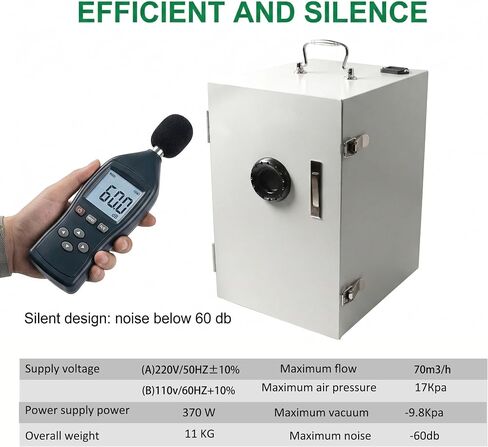 500W Industrial Benchtop Dust Collector Lab Vacuum Extraction Unit | Premium Reinforced Steel, 500W High Suction, Under 60dB Quiet Operation Engine, for Jewelry Polishing and Craft Grinding in Kuwait