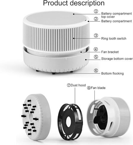 Mini Nail Dust Collector with Strong Suction, 3.1 x 2.4in | Spiral fan blades, ABS material, multiple uses for nail art and keyboard cleaning, includes dust brush and suction nozzle in Kuwait
