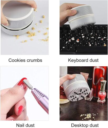 Mini Nail Dust Collector with Strong Suction, 3.1 x 2.4in | Spiral fan blades, ABS material, multiple uses for nail art and keyboard cleaning, includes dust brush and suction nozzle in Kuwait