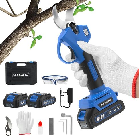 AZZUNO 20V Cordless Electric Pruning Shears: 1.1 Inch Brushless Pruner with LCD Display & SK5 Blades, Portable Branch Cutter for Gardening Tree Trimming (2Pcs 2.0Ah Batteries and Charger Included) in Kuwait