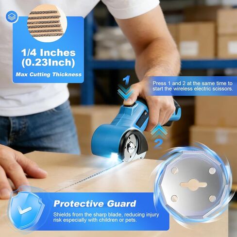 Cordless Electric Scissors, Cardboard Cutter 5V 2000mAh | Rechargeable Electric Box Cutter, Cardboard Cutter Electric for Paper, Fabric, Carpet Wait in Kuwait