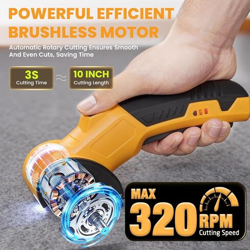 Tanson Cordless Electric Scissors Cardboard Cutter 4V Mini Rechargeable Box Cutter Tool with 4 Blades & Safety Lock & LED Light & Storage Case for Cutting Fabric Carpet Carton Plastic Leather Paper in Kuwait