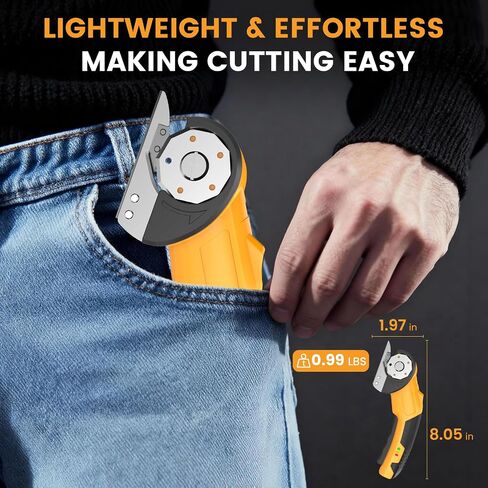 Tanson Cordless Electric Scissors Cardboard Cutter 4V Mini Rechargeable Box Cutter Tool with 4 Blades & Safety Lock & LED Light & Storage Case for Cutting Fabric Carpet Carton Plastic Leather Paper in Kuwait