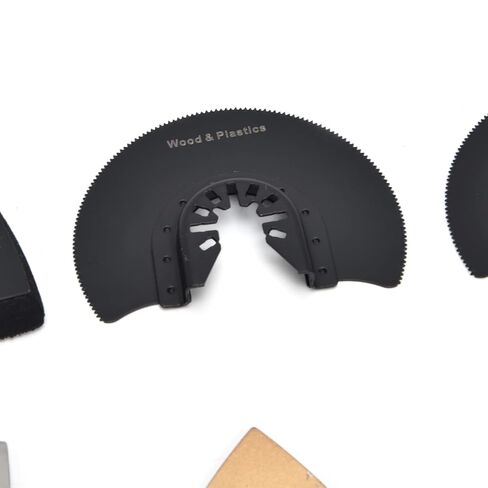 Fafeicy Oscillating Tool Blades Kit 18pcs High Carbon Steel Straight Saw Blades with 64mm Semicircular 78mm Triangular 80mm Sandpaper for Wood Plastic Cutting in Kuwait