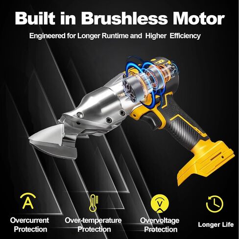 Cordless Brushless Metal Shears for Dewalt 20V Max - 14GA Steel Metal Cutter, 360° Pivoting Head, 500Nm Torque Cutting Stainless Sheet, Iron, Carpet, Leather, Cardboard(NO Battery) in Kuwait