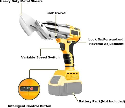 Cordless Brushless Metal Shears for Dewalt 20V Max - 14GA Steel Metal Cutter, 360° Pivoting Head, 500Nm Torque Cutting Stainless Sheet, Iron, Carpet, Leather, Cardboard(NO Battery) in Kuwait