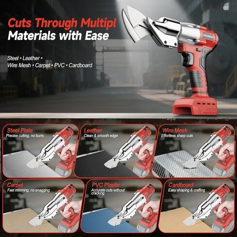 Cordless Metal Shears Compatible with Milwaukee 18V Battery, Brushless Motor 400Nm Torque, 14GA Steel Cutter, 360° Rotating Head, LED Light, Multi-Material Cutting (Tool Only, No Battery) in Kuwait