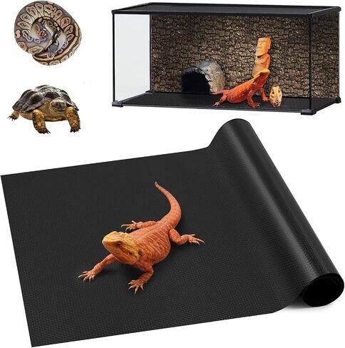 Reptile Carpet, Bearded Dragon Tank Accessories, Terrarium Liner Bedding, Non-Adhesive Terrarium Carpet for Bearded Dragon, Leopard Gecko, Snake, Lizard, Tortoise, Iguana Reptile Tank Grey(18"x72") in Saudi Arabia