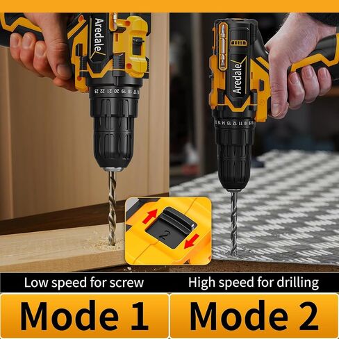 Cordless Drill Set, 12V Power Drill Driver with Battery and Charger, 3/8" Keyless Chuck, 2 Variable Speed, 25+1 Torque Setting with LED for Home DIY in Kuwait