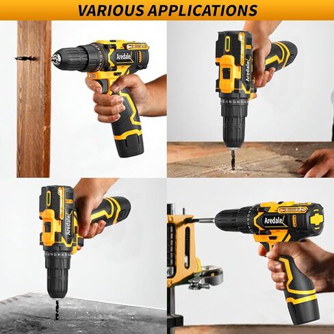 Cordless Drill Set, 12V Power Drill Driver with Battery and Charger, 3/8" Keyless Chuck, 2 Variable Speed, 25+1 Torque Setting with LED for Home DIY in Kuwait