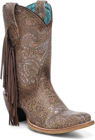 Corral Boots Women's Handcrafted Western Boots | Narrow Square Toe Cowboy Boots with Decorative Floral Suede Embroidery in Kuwait