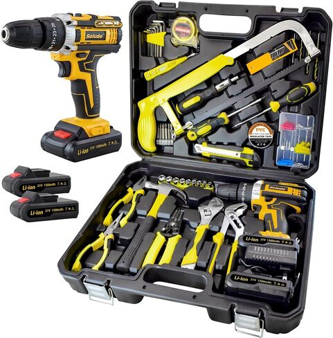 165-Piece Home Tool Kit with Drill,21V Cordless Drill Tool Set with 2 Batteries,Household Tool Kit for Home Repair and DIY Projects in Kuwait