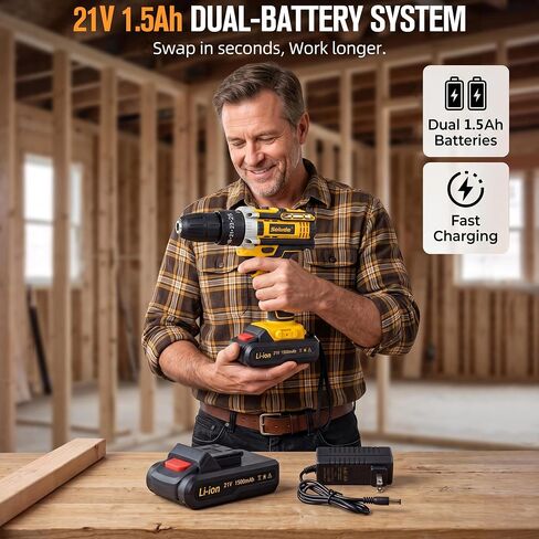 165-Piece Home Tool Kit with Drill,21V Cordless Drill Tool Set with 2 Batteries,Household Tool Kit for Home Repair and DIY Projects in Kuwait