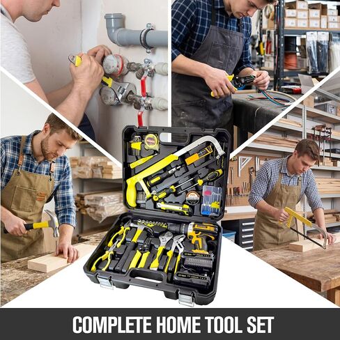 165-Piece Home Tool Kit with Drill,21V Cordless Drill Tool Set with 2 Batteries,Household Tool Kit for Home Repair and DIY Projects in Kuwait