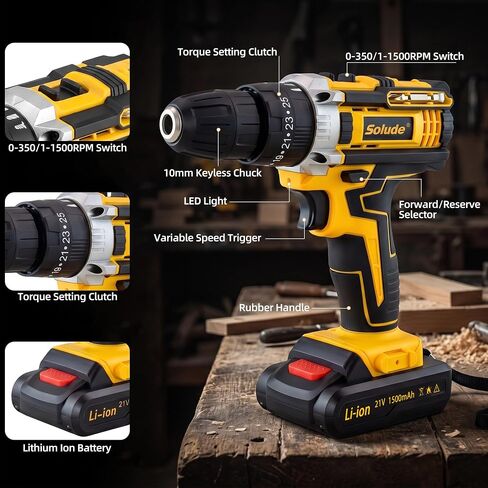 165-Piece Home Tool Kit with Drill,21V Cordless Drill Tool Set with 2 Batteries,Household Tool Kit for Home Repair and DIY Projects in Kuwait