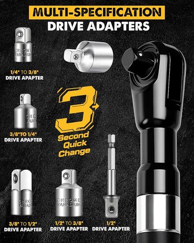 1/2" Offset Extension Wrench Impact Ratchet Extender with 2.8" Drill Adapter, 5 Socket Adapters, High Torque 74 FT-LB Manual & 50 FT-LB Electric Wrench for Tight Space, Automotive Repair, DIY in Kuwait