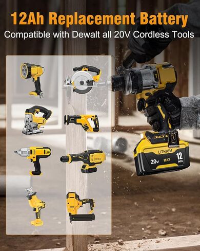 HOCHSTERN Replacement for Dewalt 20V Max Battery 12.0Ah 2Pack | Compatible with Dewalt 20 Volt Lithium Ion Batteries DCB205 DCB206 DCB203 DCB201 DCB210 Cordless Tools in Kuwait