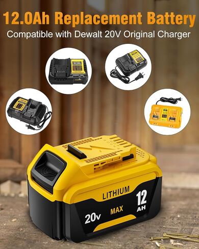 HOCHSTERN Replacement for Dewalt 20V Max Battery 12.0Ah 2Pack | Compatible with Dewalt 20 Volt Lithium Ion Batteries DCB205 DCB206 DCB203 DCB201 DCB210 Cordless Tools in Kuwait