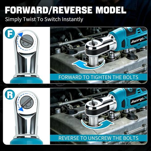 AwxryoX 3/8" Cordless Ratchet Wrench,89 FT-LBS (120N.m) Brushless Electric Ratchet Tool Kit with 2 x 2.0Ah,0-320RPM 21V Matraca Electrica with 7 Sockets,1/2" Adapter for Auto Repair Household DIY in Kuwait