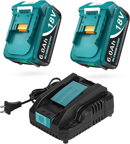 Upgraded 6.0Ah Replcement for Makita 18V Battery 2Pack with Charger Compatible with Makita 18 Volt Power Tools Black in Kuwait
