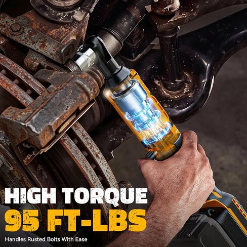 DIYtoolifz 3/8" Cordless Ratchet Wrench 95 ft-lbs with 13 pcs Socket set | Compatible with Dewalt 20V Battery, Variable Speed Electric Ratchet, 1/2" & 1/4" Adapters, and 3" Extension Bar, Tool Only in Kuwait