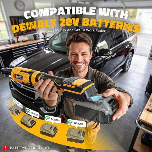 DIYtoolifz 3/8" Cordless Ratchet Wrench 95 ft-lbs with 13 pcs Socket set | Compatible with Dewalt 20V Battery, Variable Speed Electric Ratchet, 1/2" & 1/4" Adapters, and 3" Extension Bar, Tool Only in Kuwait