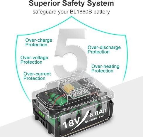 Upgraded 6.0Ah Replcement for Makita 18V Battery 2Pack with Charger Compatible with Makita 18 Volt Power Tools Black in Kuwait