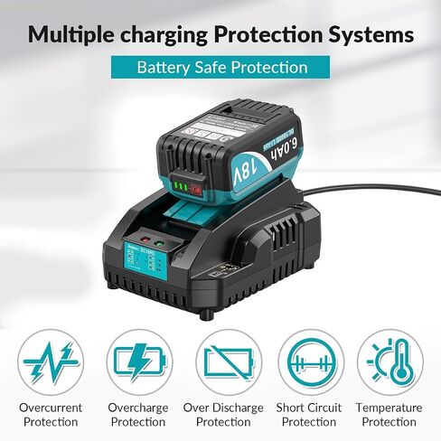 Upgraded 6.0Ah Replcement for Makita 18V Battery 2Pack with Charger Compatible with Makita 18 Volt Power Tools Black in Kuwait