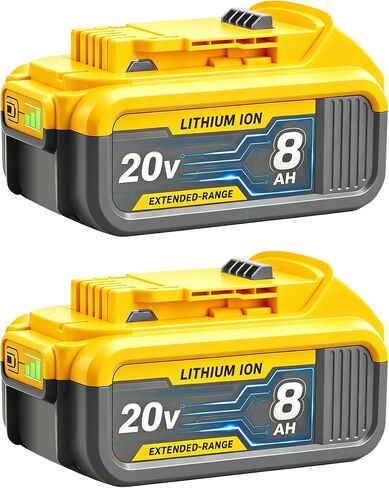 SANIU 8.0Ah Replacement for Dewalt 18V Battery Compatible with Dewalt DCB208 DCB207 DCB206 DCB204 DCB201 DCB203 DCB180 High Capacity Li-ion Battery Replacement for Dewalt 18V Tools 2Packs(144Wh) in Saudi Arabia
