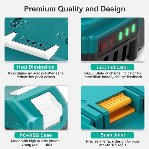 Upgraded 6.0Ah Replcement for Makita 18V Battery 2Pack with Charger Compatible with Makita 18 Volt Power Tools Black in Kuwait