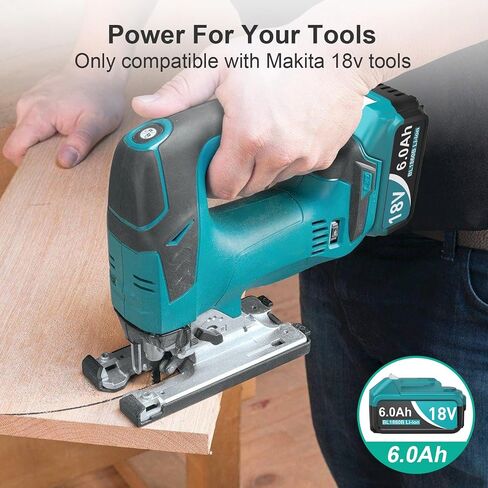 Upgraded 6.0Ah Replcement for Makita 18V Battery 2Pack with Charger Compatible with Makita 18 Volt Power Tools Black in Kuwait