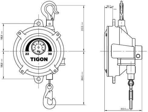 Tigon TW-22 Spring Balancer, Tool Balancer with Steel Cable, (Load Capacity: 15-22 kg/33-48 lbs) in Kuwait